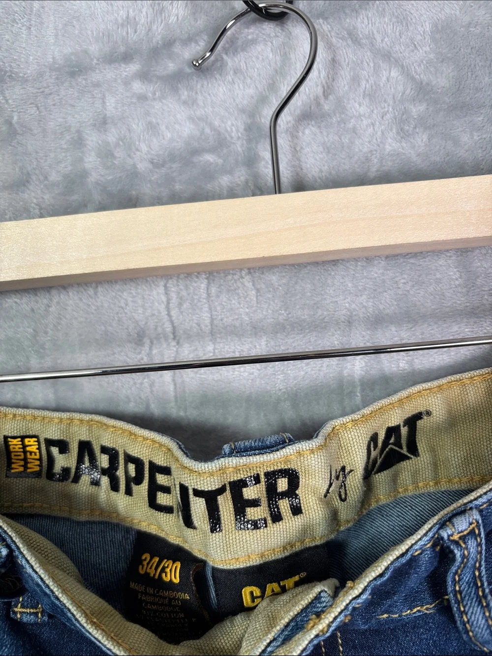 Caterpillar Cat Dark Wash Carpenter Denim Jeans Mens Size 34x30